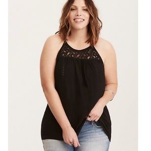 Torrid Black Lace Mock Neck Cami size 4 NWT